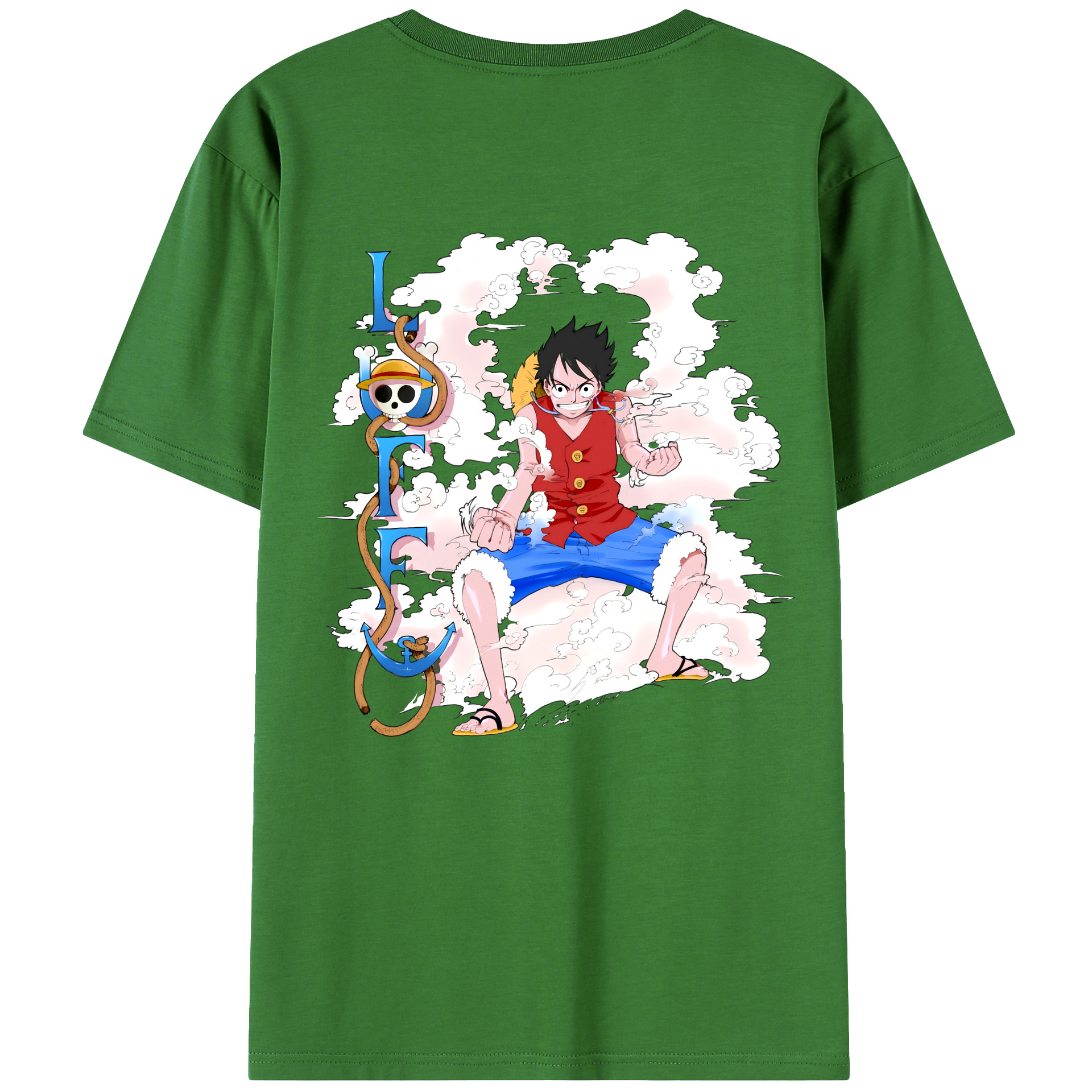 ワンピース モンキー・D・ルフィ ONE PIECE Monkey D. Luffy レディース半袖Tシャツ(バックプリント)